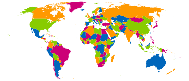 A world map in four colors
